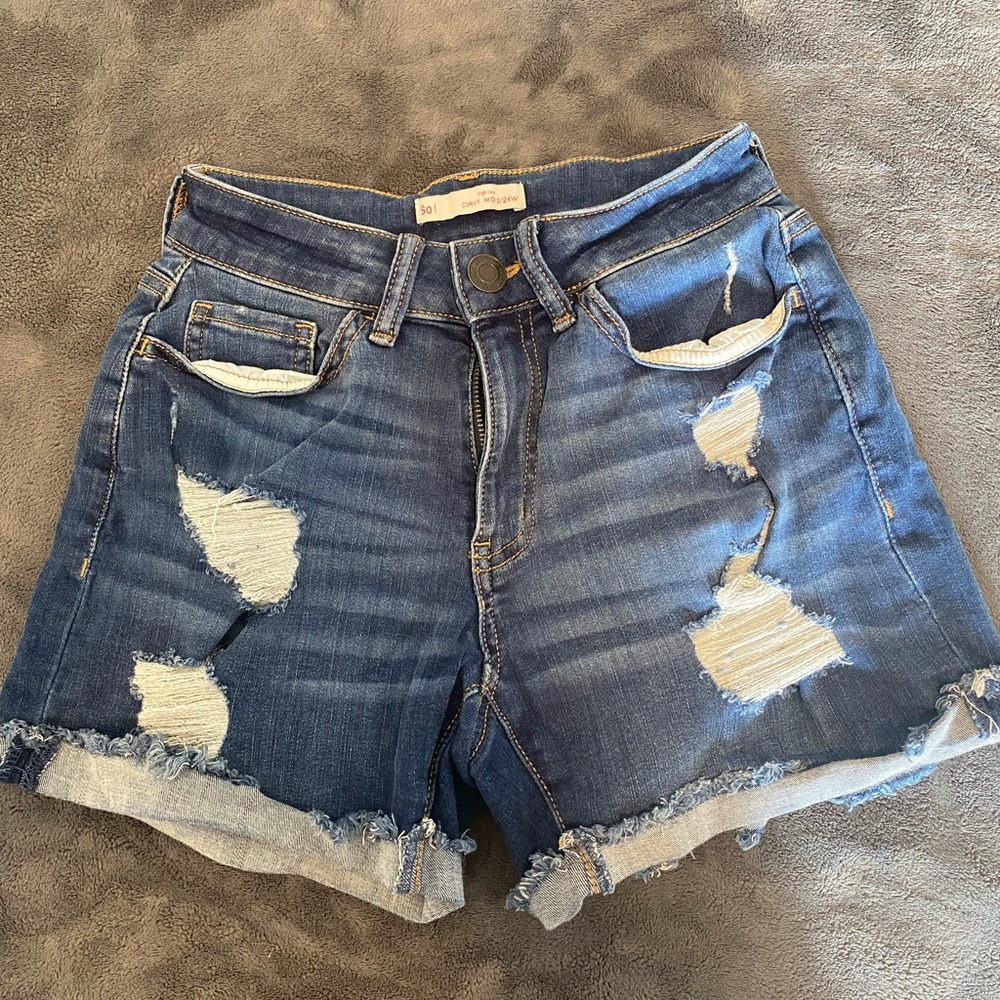 SO Blue Jean Shorts with Distressed Details